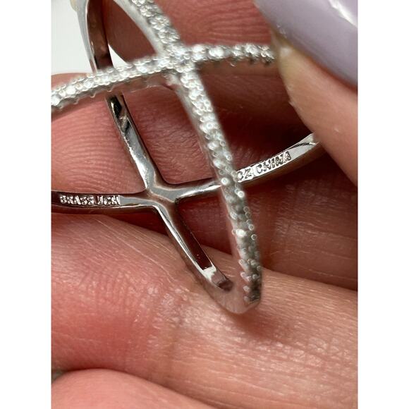 Marked JCM Silver over Brass Ring with CZ Stones - Picture 9 of 11